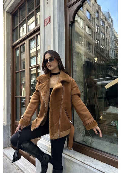 Myloore Premium Süet İçi Tavşan Kürklü Mont Mlb082 Kahverengi