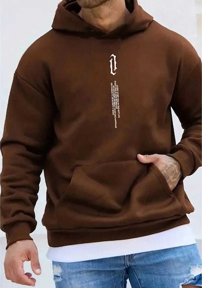Kozia Outdoors Malkoçbey Kapüşonlu Baskılı Oversize Unisex Sweatşhirt Kahve Kahve