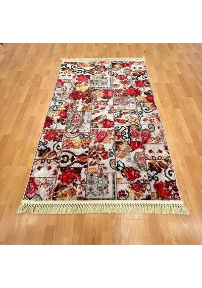Floral Motifli Karma Desenli 120 X 180 Dijital Baskı Halı Çok Renkli