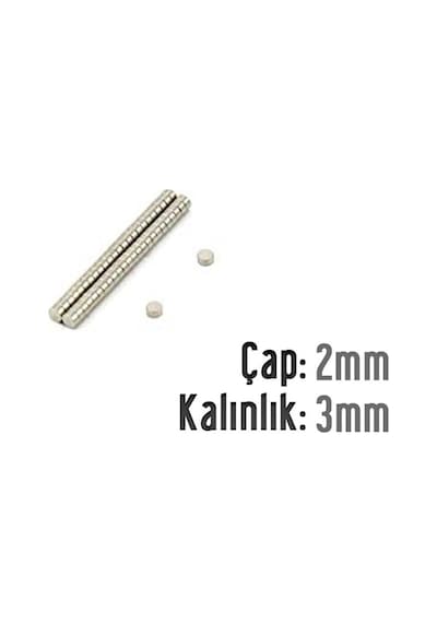 Neodyum Mıknatıs Silindir Çap 2mm , Kalınlık 3mm 30 Adet