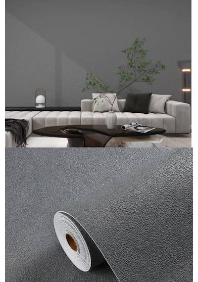 Gri Kendinden Yapışkanlı Duvar Kağıdı Sıva Dokulu Esnek Silinebilir 50x280cm 1,4m2 Rda5 Panel