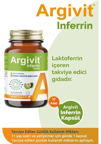 Argivit Inferrin Laktoferrin İçeren Takviye Edici Gıda 3 x 30 Kapsül