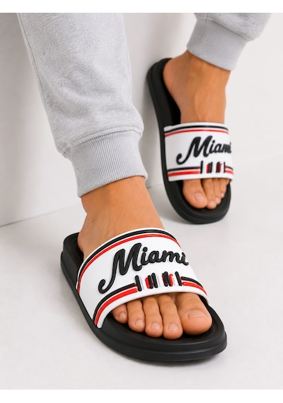 Miray 503 Deniz Plaj Havuz Günlük Erkek Miami Terlik Beyaz-siyah-kırmızı Miray 503 Deniz Plaj Havuz Günlük Erkek Miami Terlik Beyaz-siyah-kırmızı