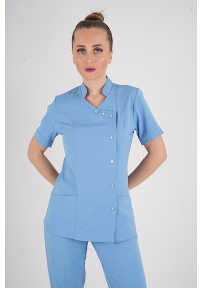 Aylu Model Soft Likra Bebe Mavisi Doktor Hemşire Hastane Scrubs Üniforma Takımı Bebe Mavi