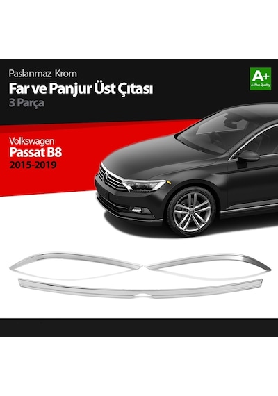 Vw Passat B8 Krom Far Üzeri Çıta Seti 3 Parça 2015 2016 2017 2018 2019