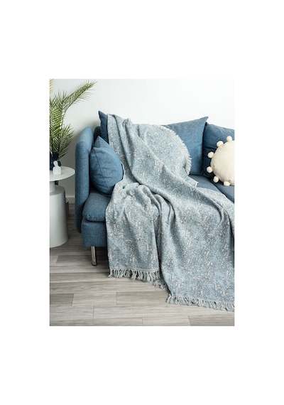 Çok Amaçlı Pamuklu Örtü- Kanepe-koltuk Şalı-koltuk Örtüsü 170x220-1076 Açık Mavi