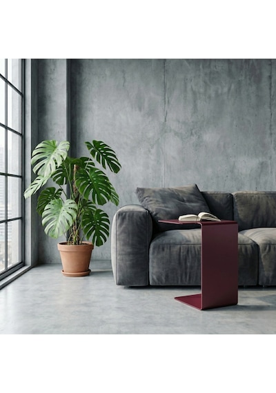 Modern Metal Yan Sehpa/minimal C Sehpa/ Salon, Koltuk Yanı Sehpası Bordo