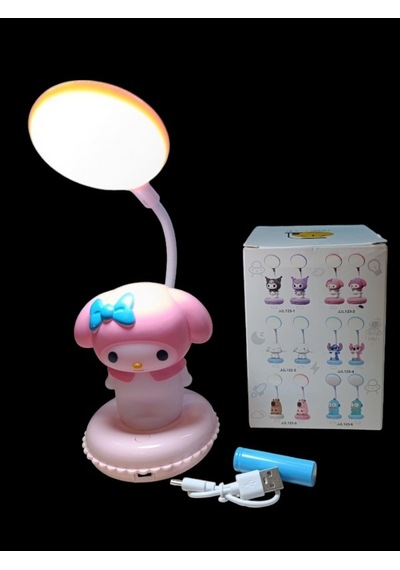 Pembe Melodi Figürlü Katlanabilir Ve Şarjlı Pilli Led Masa Lambası Pembe