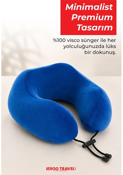 Viscofoam Comfy Ortopedik Seyahat Yastığı Visco Boyun Destekli Seyahat Yastığı - Mavi | Ergo Travel