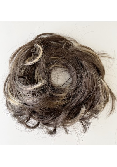 Prenses Peruk Kahve Isıltılı Tonda Pratik Lastikli Topuz Sentetik Saç