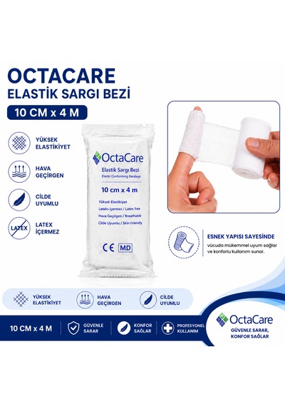 Octacare Elastik Sargı Bezi 10cm 4m 100 Adet