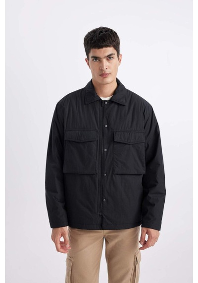 DeFacto Relax Fit Polo Yaka Gömlek Ceket B4941AX24SPBK81