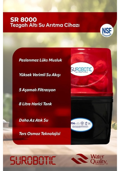 75 Gpd Membranlı 5 Filtreli Su Arıtma Cihazı 8 L Paslanmaz Çelik Tank Maksimum Arıtma Performansı Diğer