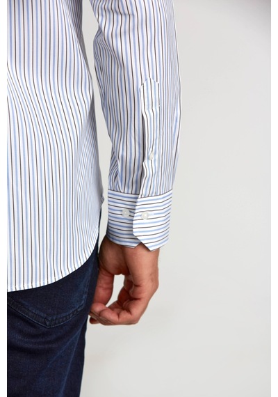 Bisse Erkek Regular Fit Çizgili Spor Gömlek Mavi Gm23k232014 C35 Mavi