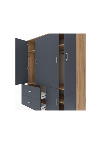 Kronos Gardrop 5 Raflı 2 Çekmeceli 2 Askılı 176x59x221 Çam-antrasit Antrasit Kronos Gardrop 5 Raflı 2 Çekmeceli 2 Askılı 176x59x221 Çam-antrasit Antrasit