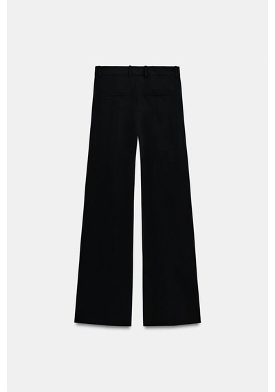 Açelyaokcu Premium Vento Orta Bel Wide Leg Dokuma Pantolon Siyah