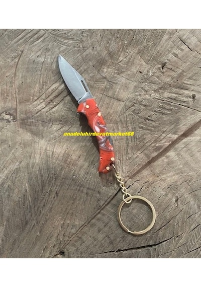 Dmr 4116 Çelik Anahtarlık Çakı Mini Çakı Mini Cep Çakısı El Yapımı Çakı 6cm 1 Adet Kırmızı - Mavi