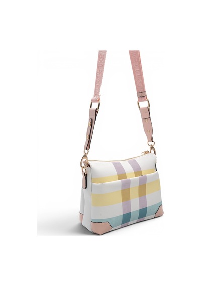 Silver & Polo Silver Polo Lila - Pembe Ekose Kadın Çapraz Çanta Sp1110