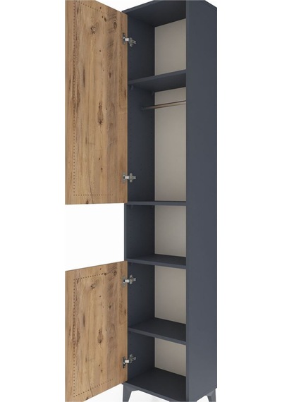 Arges Dolap 4 Raflı 2 Kapaklı Tek Askılı 44x30x221 Antrasit-çam Antrasit