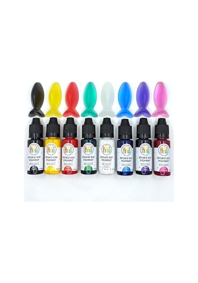 Hobiflex Epoksi Reçine Sıvı Pigment Boya Transparan Set 8 Renk 20 Ml 160 Ml 0,15 L