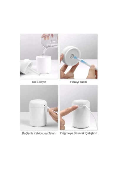 Hava Nemlendirici Ortam Nemlendirici Işıklı Hava Nemlendirici Makinesi Ve Aroma Difüzörü H2o Beyaz, Gri, Pembe Ka