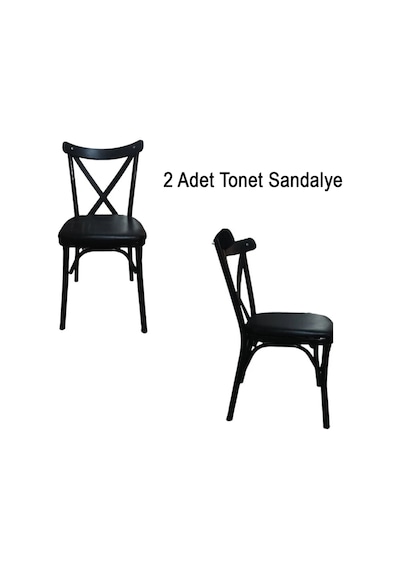 Sungur Çapraz Metal Thonet Siyah 2 Li Sandalye