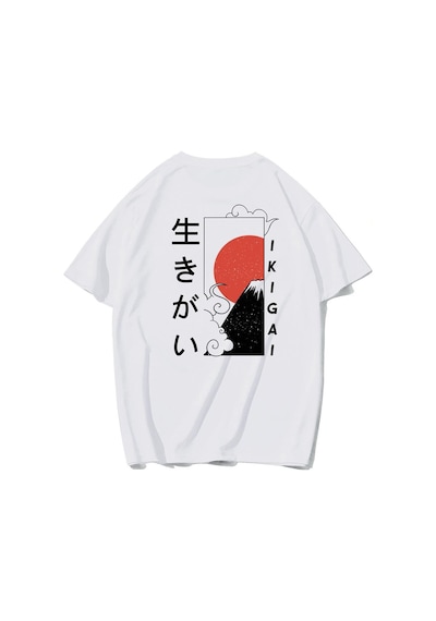 Brz Collection Oversize Japanese Ikigai T-shirt-beyaz Beyaz