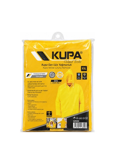 Kupa Sarılux Sarı Yağmurluk Xxl Su Geçirmez Pvc Kaplı Kapüşonlu Kup8300