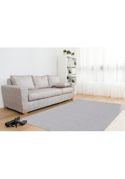 Comfort Oval Overloklu Peluş Halı Gri Gri