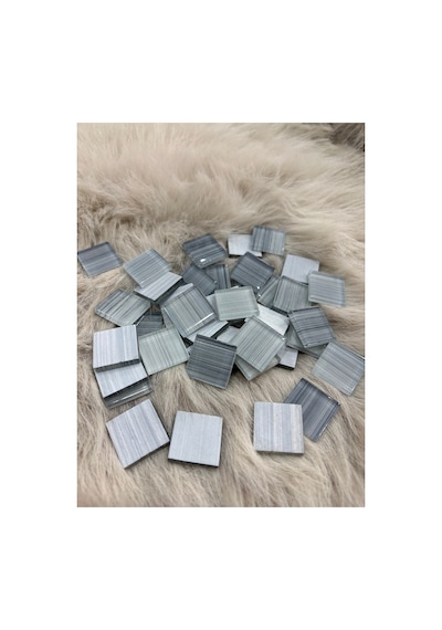 Sanatsal Kristal Mozaik Ks-12 23x23mm Çizgili Gri Mix 250gr