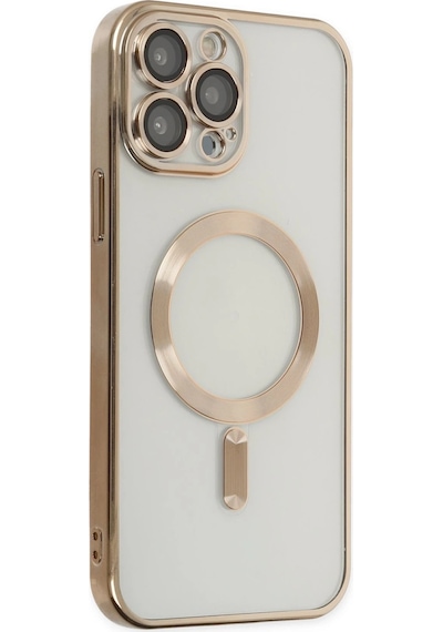 Ilkeshop Newface Apple iPhone Uyumlu 14 Pro Kılıf Kross Magneticsafe Kapak - Gold