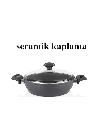 Falez Seramik Karnıyarık Tencere Ve Tava Seti 30 Cm Füme Renk Füme