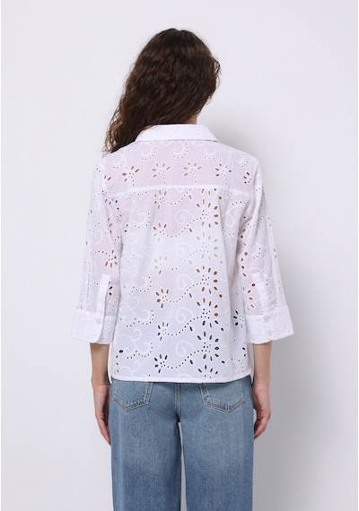 Colin's Colins Regular Fit Shirt Neck Nakışlı Kadın Beyaz Uzun Kol Gömlek Cl1074627 Q1.v1 Wht Beyaz