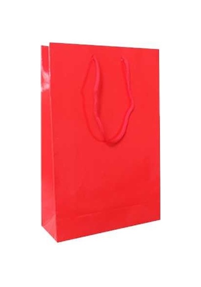 12X17 Cm  Kırmızı Düz Renk Tutma Ipli 25 Li Karton Çanta