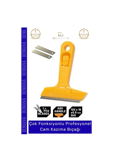 Kazımabıçağı 100mm Profesyonel Cam Zemin Sıyırma Derz Boya Kazıma Bıçağı 2 Adet Yedek Bıçak l Çok Renkli