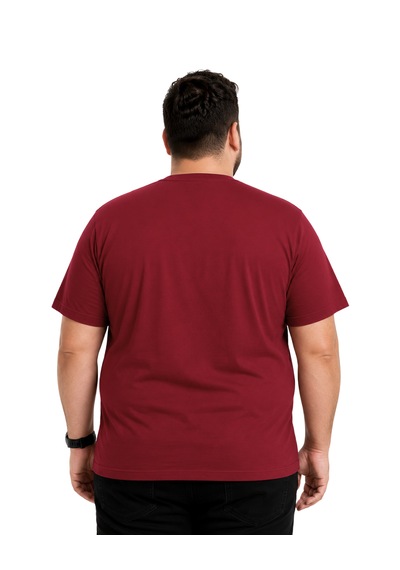 Battalmoda Erkek Büyük Beden Bordo Bisiklet Yaka Kısa Kollu Overcome Tişört 3xl-4xl-5xl-6xl