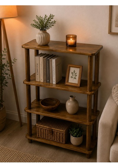 Sammwood Dekoratif Açık Tasarım Kitaplık Modern Kitaplık Ceviz