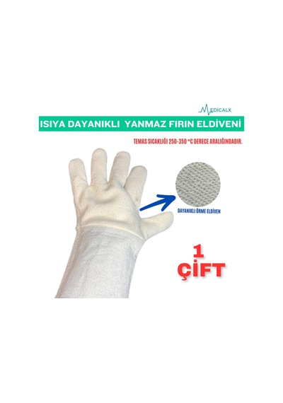 Isıya Dayanıklı Yanmaz Eldiven - Fırıncı Eldiveni 1 Çift Beyaz
