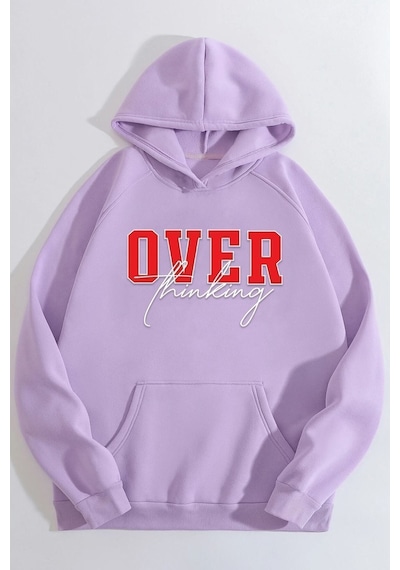 Uyguntarz Unisex Over Thinking Baskılı Sweatshirt Lila