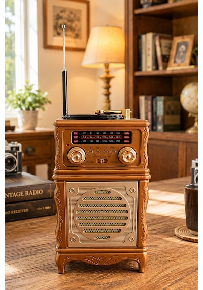 Feexot Fx-2502b Retro Nostaljik Radyo - Bluetooth Hoparlör, Usb, Tf Kart, Aux Girişli Şarjlı Radyo
