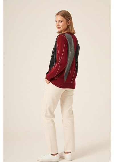 Ftz Women Kadın Baklava Desenli Kazak Bordo 25094 Bordo Ftz Women Kadın Baklava Desenli Kazak Bordo 25094 Bordo