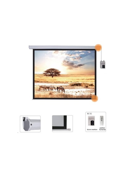 Peak M100 200x200 Cm Motorlu Kumandalı Projeksiyon Perdesi-beyaz Kasa