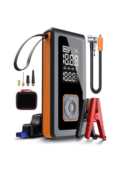 Auhma A7700 Jump Starter / Akü Takviye Cihazı 4'ü 1 Arada Powerbank, Hava Kompresörü, Lcd Ekran