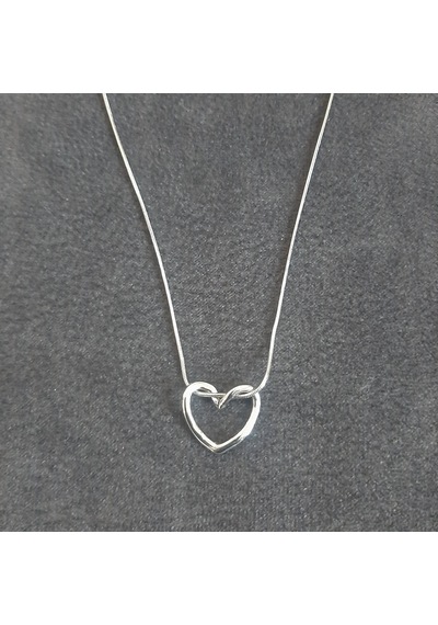 Stainless Steel Çelik Kolye Sade Kalp Gümüş