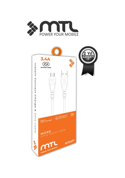 3.4a Usb To Micro Ultra Hızlı Extra Yumuşak Dayanıklı Şarj Ve Data Kablosu Mt2471