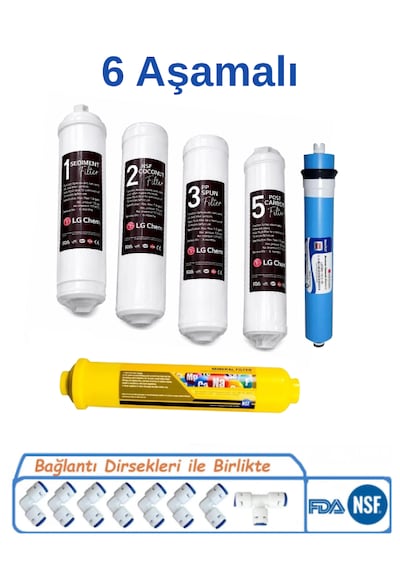 Lg Chem 6 Aşamalı Kapalı Kasa Su Arıtma Cihazı Filtre Seti Inline Filtre + Ro Membran + Post Karbon Tam Set Filtre Seçeneği - 6 Lı Filtre Lg Chem 6 Aşamalı Kapalı Kasa Su Arıtma Cihazı Filtre Seti Inline Filtre + Ro Membran + Post Karbon Tam Set Filtre Seçeneği - 6 Lı Filtre
