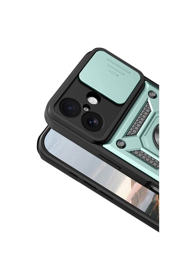 Apple iPhone Uyumlu 17 Pars Lens Yüzüklü Silikon - Yeşil Bz8683140879365