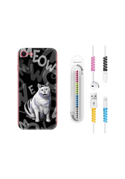 Apple Uyumlu iPhone 7 8 Kılıf Kablo Koruyuculu Meowww 1846