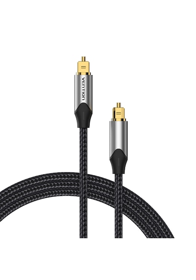 Vention Dijital Optik Fiber Ses Kablosu Toslink Spdıf Örgülü Alüminyum Alaşım - Gri 2m