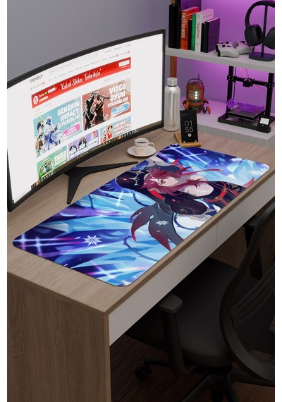 Rosaria Genshin Impact Anime Oyuncu V1 - 90x40 Xxl Gaming Mouse Pad Fare Altlığı